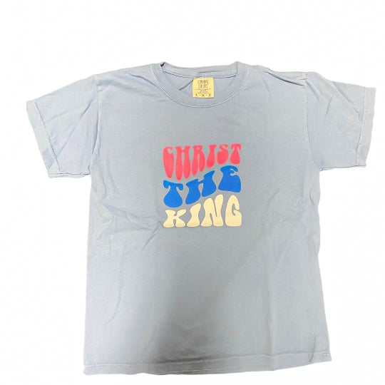 Youth light blue Christ The King Comfort Colors T-Shirt